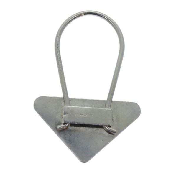 PRADA Triangle Plate Key Ring metal Black Auth am6073 - Picture 3 of 8
